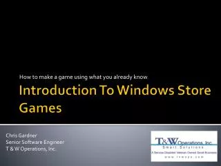 Introduction To Windows Store Games