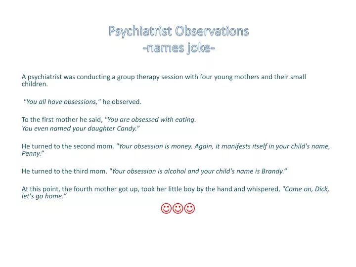 psychiatrist observations names joke