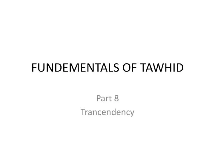 fundementals of tawhid