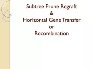 Subtree Prune Regraft &amp; Horizontal Gene Transfer or Recombination