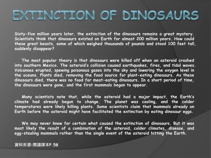 e xtinction of dinosaurs