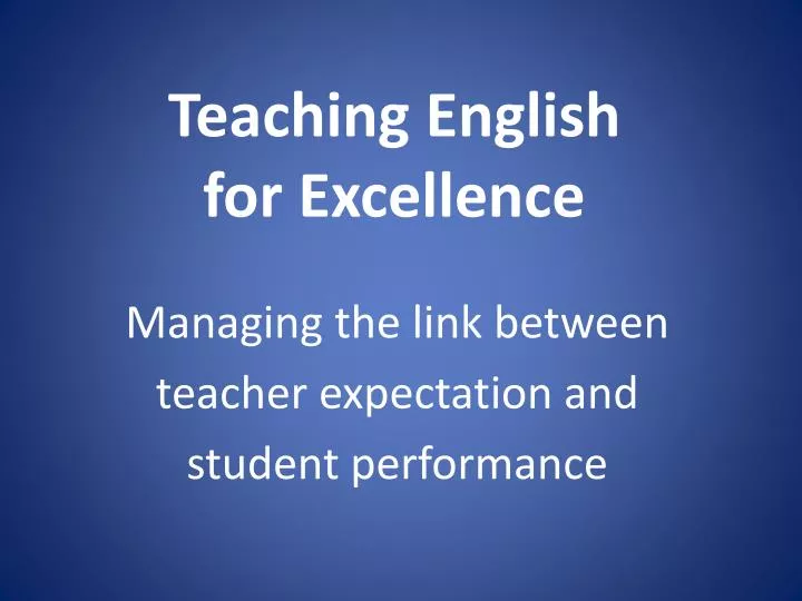 teaching english for excellence