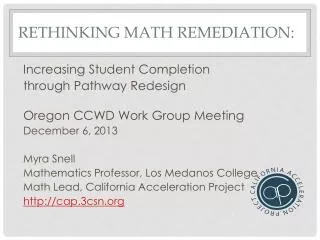 Rethinking Math Remediation :