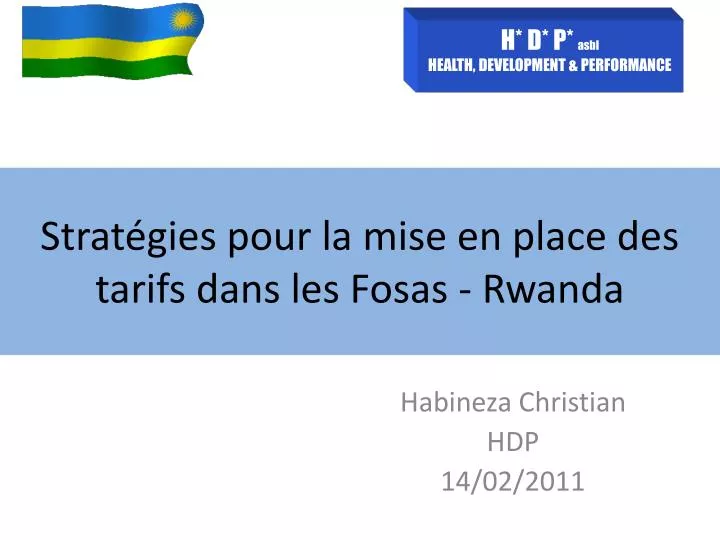 s trat gies pour la mise en place des tarifs dans les fosas rwanda