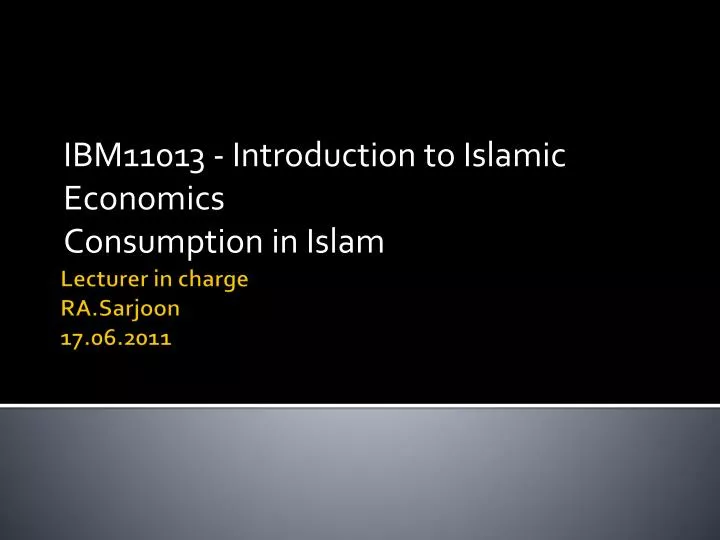 ibm11013 introduction to islamic economics consumption in islam