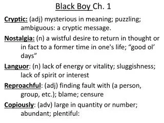 Black Boy Ch. 1