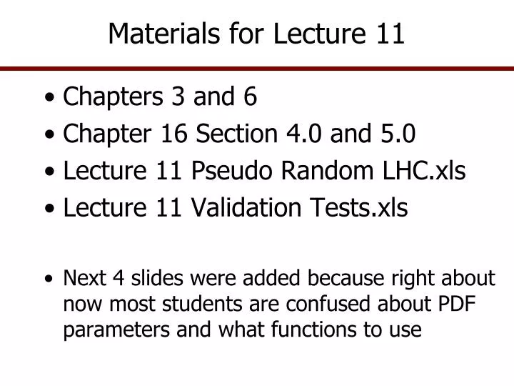 materials for lecture 11