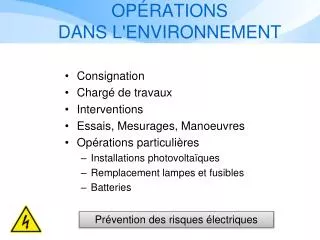 op rations dans l environnement