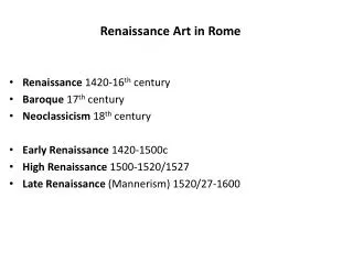 Renaissance Art in Rome