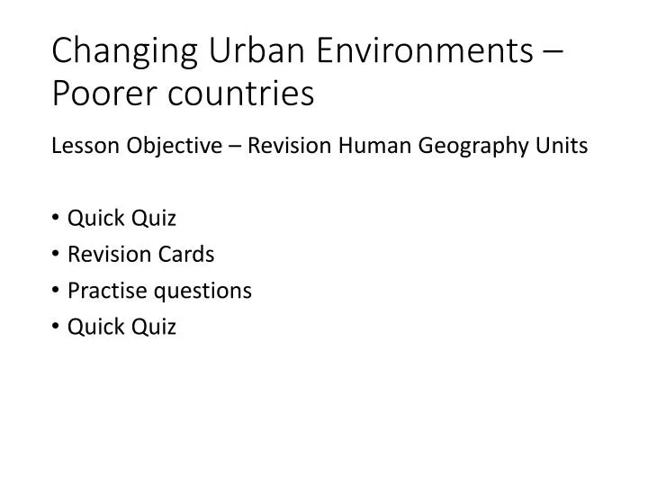 changing urban environments poorer countries