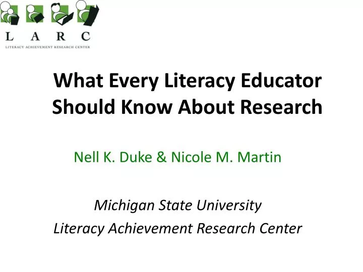 what every literacy educator should know about research