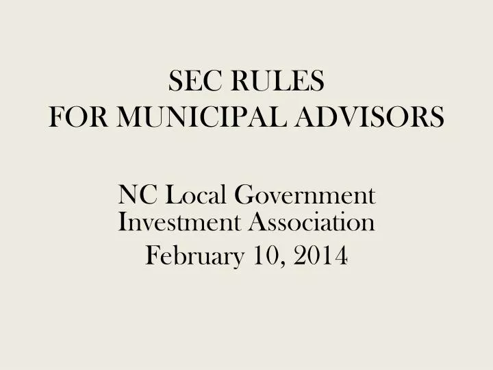 sec rules for municipal advisors
