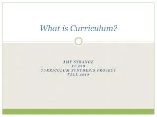 What is Curriculum?