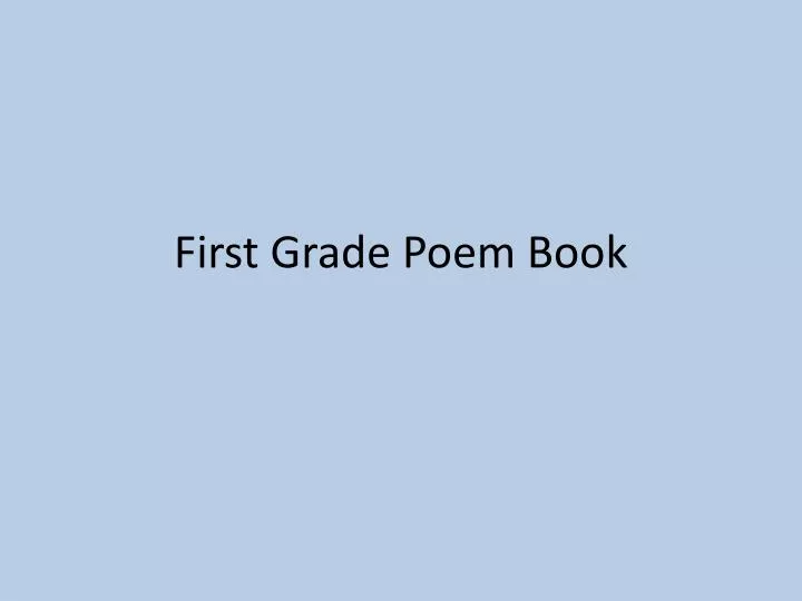 first grade poem book