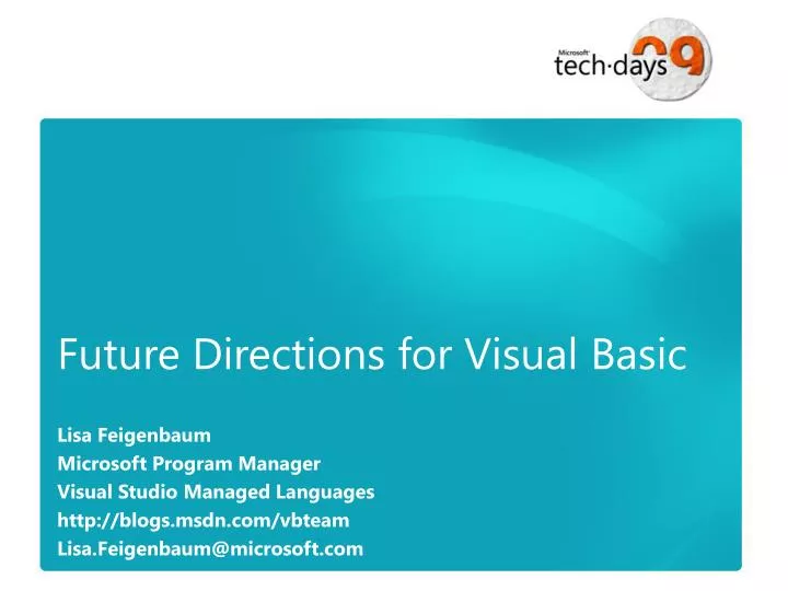 future directions for visual basic