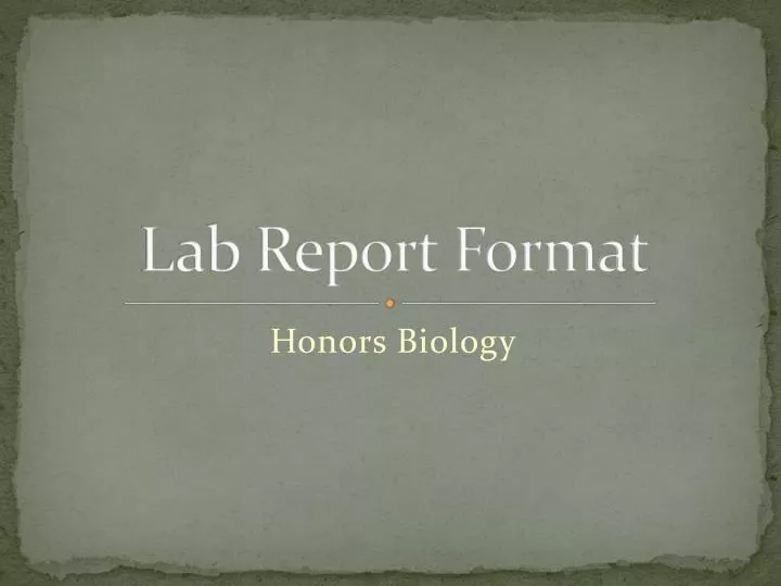 lab report format