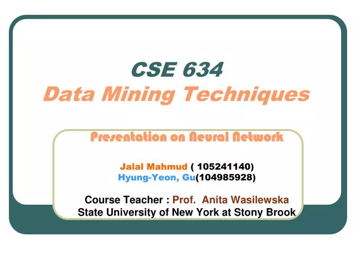 cse 634 data mining techniques