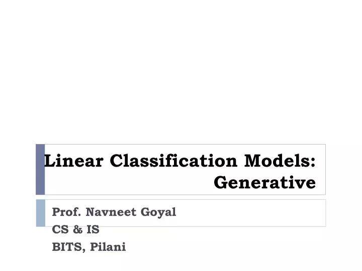 linear classification models generative