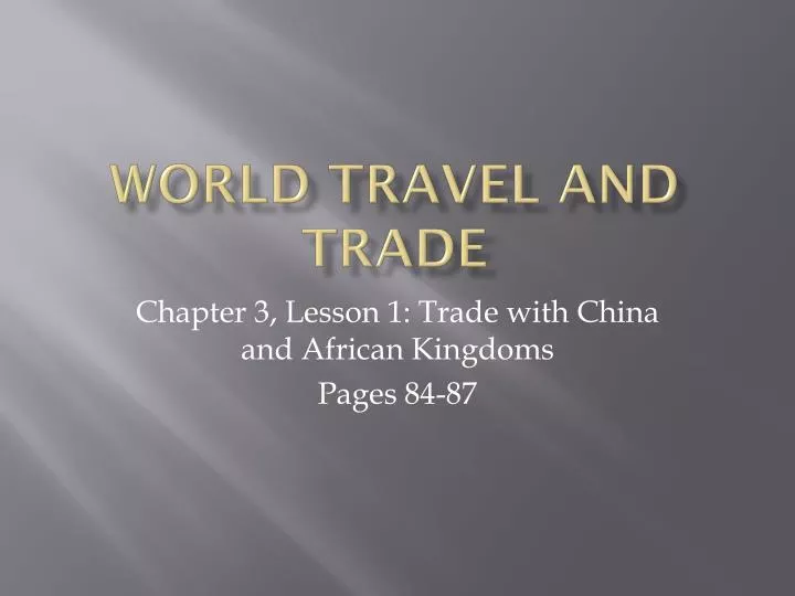world travel and trade