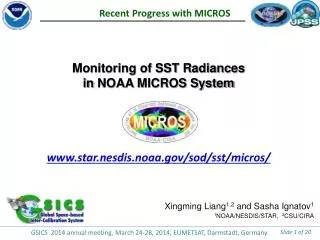 Monitoring of SST Radiances in NOAA MICROS System www.star.nesdis.noaa.gov/sod/sst/micros/