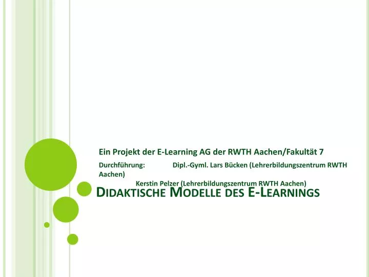 didaktische modelle des e learnings