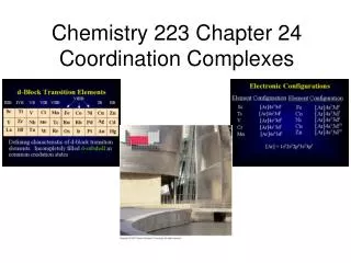 Chemistry 223 Chapter 24 Coordination Complexes