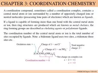 CHAPTER 3: COORDINATION CHEMISTRY