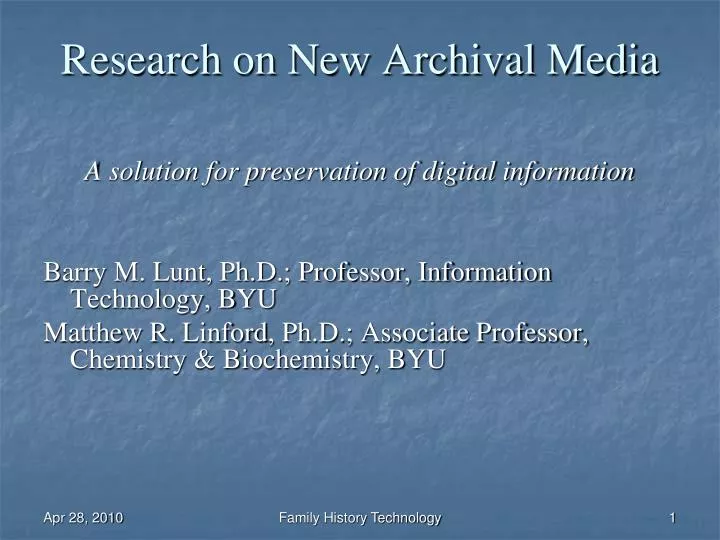 research on new archival media