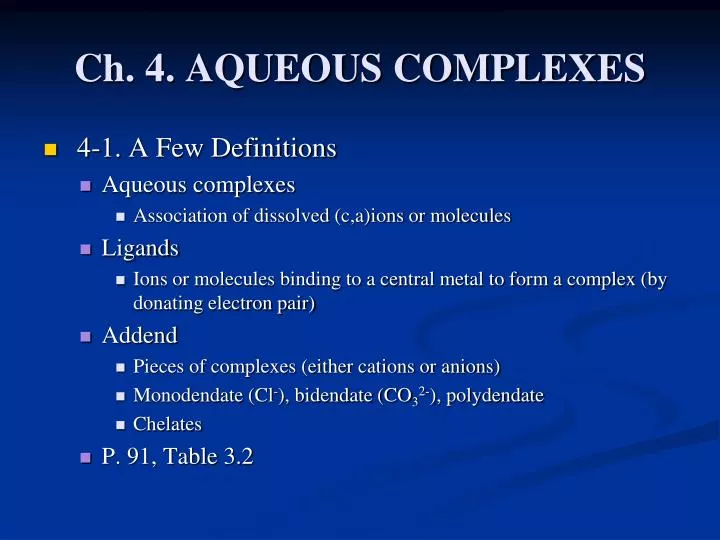 ch 4 aqueous complexes