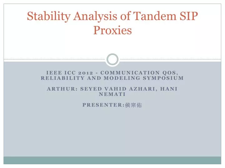 stability analysis of tandem sip proxies