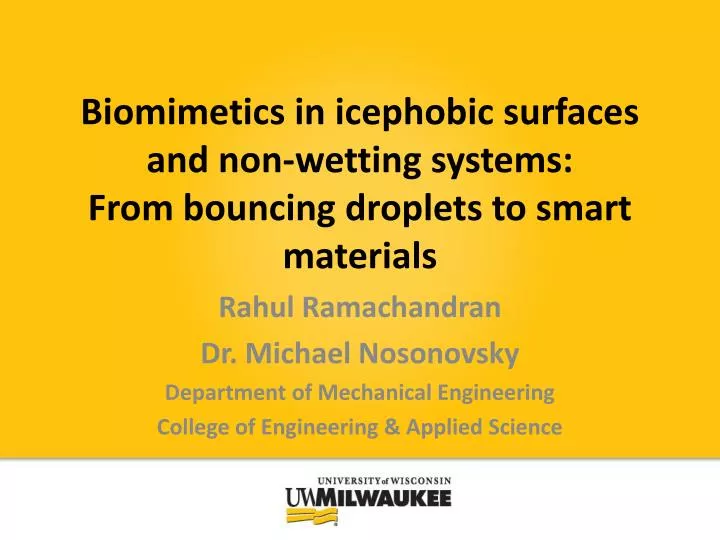 biomimetics in icephobic surfaces and non wetting systems from bouncing droplets to smart materials