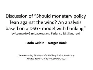 Paolo Gelain – Norges Bank