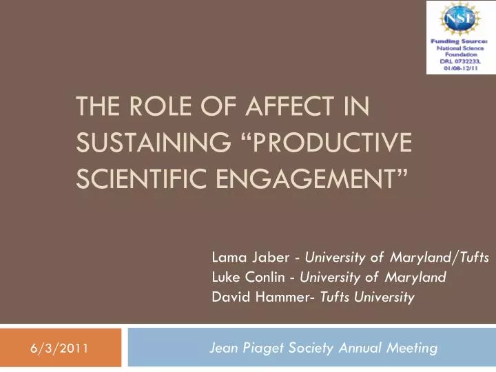 the role of affect in sustaining productive scientific engagement
