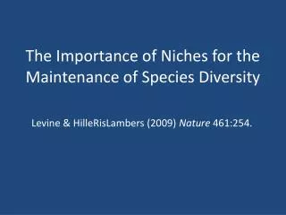 The Importance of Niches for the Maintenance of Species Diversity