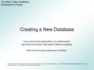 Creating a New Database