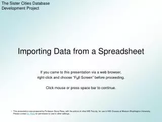 Importing Data from a Spreadsheet