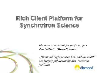 Rich Client Platform for Synchrotron Science
