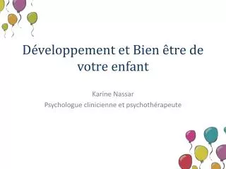 Développement et Bien être de votre enfant