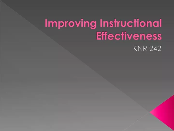 improving instructional effectiveness