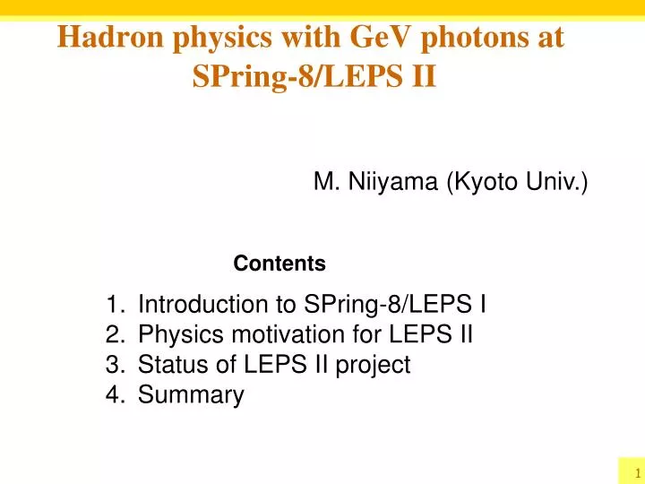 hadron physics with gev photons at spring 8 leps ii