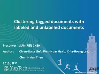 Clustering tagged documents with labeled and unlabeled documents