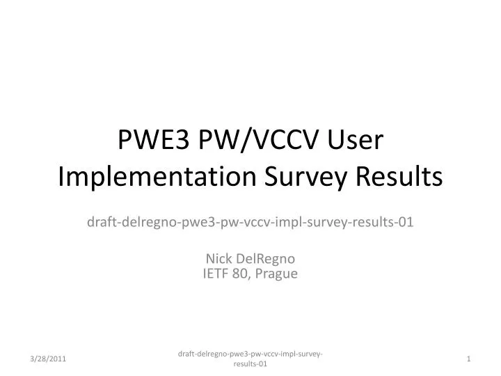 pwe3 pw vccv user implementation survey results