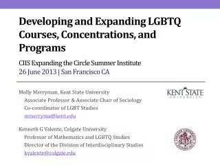 Developing and Expanding LGBTQ Courses, Concentrations, and Programs