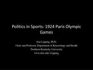 Politics in Sports: 1924 Paris Olympic Games