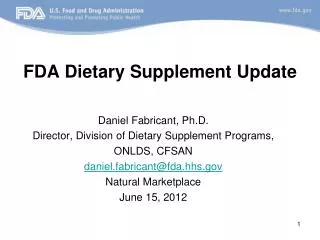 FDA Dietary Supplement Update