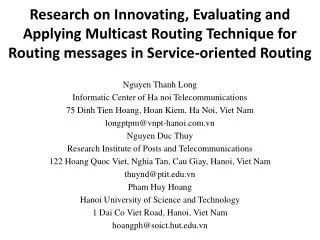 Nguyen Thanh Long Informatic Center of Ha noi Telecommunications