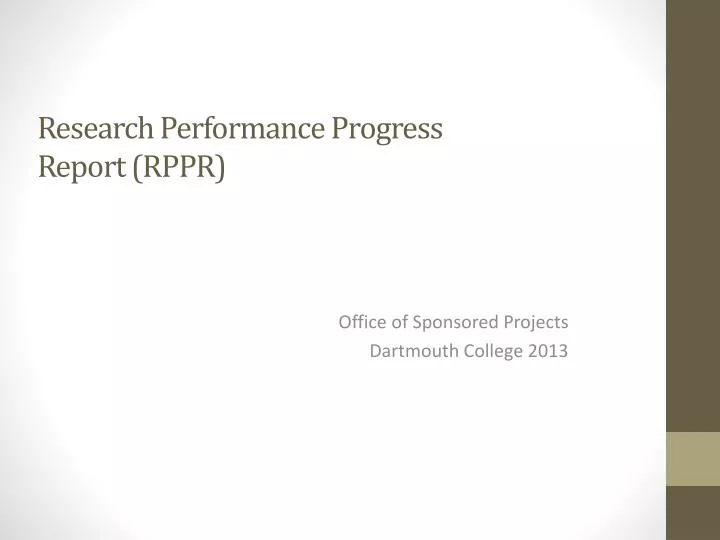 research performance progress report rppr
