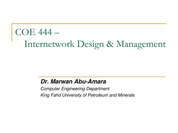 coe 444 internetwork design management