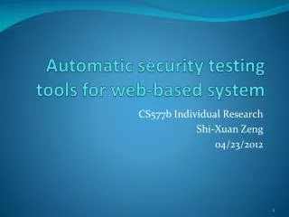 Automatic security testin g tools for web-based system
