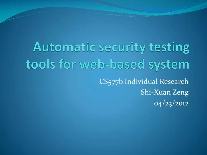 automatic security testin g tools for web based system